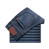 Spring Autumn Men's Smart Jeans Business Fashion Straight Regular Blue Stretch Denim Trousers Classic Men Plus Size 28-40