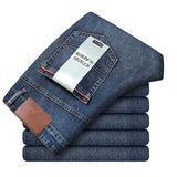 Spring Autumn Men's Smart Jeans Business Fashion Straight Regular Blue Stretch Denim Trousers Classic Men Plus Size 28-40