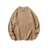 men's wear sweater autumn and winter loose all-match Korean style vintage oversize kintted sweater round collar pullover