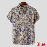 Gotmes Mens Printed Camisa Masculina Summer Hawaiian Blouse Men Vintage Shirts Short Sleeve Lapel Camisa Casual Buttons Blusas