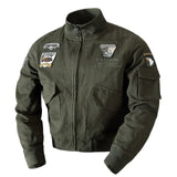 Gotmes Men's Military Bomber Jackets Men Autumn Winter Casual Solid Zipper Pilot Jacket New Stand Collar Male Embroidery Slim Coat