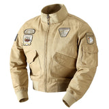 Gotmes Men's Military Bomber Jackets Men Autumn Winter Casual Solid Zipper Pilot Jacket New Stand Collar Male Embroidery Slim Coat