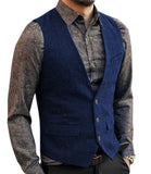 Gotmes Grey Men's Vest Suit Boutique Wool Tweed Slim Fit Leisure Cotton Male Gentleman Beckham Business Waistcoat For Wedding Groomsmen