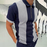 Summer Fashion Patchwork Men Polo Shirts Casual Turn-down Collar Zipper Design Short Sleeve Tops Harajuku Mens' Streetwear
