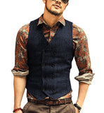 Men Vests Suit Vest Tweed Man Waistcoat Brown Black Groomman Wedding Clothing Jacket Victorian Style Steampunk Business