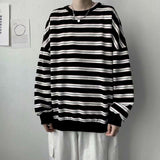 Men's Loose Round Collar Hoodies Striped Printing Sweatshirts Long Sleeves Clothing Pullover Fashion Trend Coats M-2XL