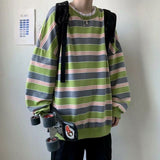 Men's Loose Round Collar Hoodies Striped Printing Sweatshirts Long Sleeves Clothing Pullover Fashion Trend Coats M-2XL