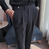 Top Men Business Dress Pants Solid Color Office Social Wedding Casual Suit Pants Slim Fit Straight Trousers Costume Homme