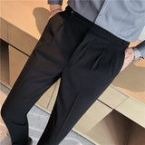 Top Men Business Dress Pants Solid Color Office Social Wedding Casual Suit Pants Slim Fit Straight Trousers Costume Homme