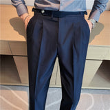 Top Men Business Dress Pants Solid Color Office Social Wedding Casual Suit Pants Slim Fit Straight Trousers Costume Homme