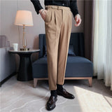 Top Men Business Dress Pants Solid Color Office Social Wedding Casual Suit Pants Slim Fit Straight Trousers Costume Homme
