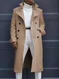 Autumn Mens Double Row Suit Jacket  Solid Color Long Sleeve Casual Business Blazer Coat Fashion Lapel Windbreaker Plus Size