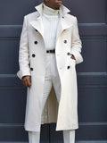 Autumn Mens Double Row Suit Jacket  Solid Color Long Sleeve Casual Business Blazer Coat Fashion Lapel Windbreaker Plus Size