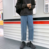 Korean Solid Color Men's Straight Denim Pants Harajuku Man Streetwear Loose Casual Jeans Trousers Man Clothing