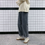 Korean Solid Color Men's Straight Denim Pants Harajuku Man Streetwear Loose Casual Jeans Trousers Man Clothing