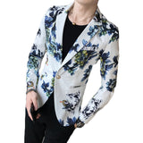 Quality Men's Personality Floral Blazer Men's Terno Masculino Slim Casual Spring Fashion Suit Men's Single Button Blazer