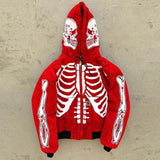 Gotmes New Fashion Skull Printing Hoodies Men Autumn Winter Long Sleeve Cardigan Zip-up Hooded Sweatshirt Casual Mens Streetwear