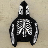 Gotmes New Fashion Skull Printing Hoodies Men Autumn Winter Long Sleeve Cardigan Zip-up Hooded Sweatshirt Casual Mens Streetwear