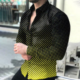 Casual Digital Printing Long Sleeve Tops Men Spring Autumn Fashion Shirts Turn-down Collar Buttoned Shirt Men's  Streetwear