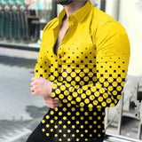 Casual Digital Printing Long Sleeve Tops Men Spring Autumn Fashion Shirts Turn-down Collar Buttoned Shirt Men's  Streetwear