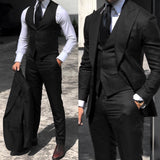 Gotmes Classy Wedding Tuxedos Suits Slim Fit Bridegroom For Men 3 Pieces Groomsmen Suit Male Cheap Formal Business  (Jacket+Vest+Pants