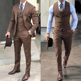 Gotmes Classy Wedding Tuxedos Suits Slim Fit Bridegroom For Men 3 Pieces Groomsmen Suit Male Cheap Formal Business  (Jacket+Vest+Pants