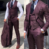 Gotmes Classy Wedding Tuxedos Suits Slim Fit Bridegroom For Men 3 Pieces Groomsmen Suit Male Cheap Formal Business  (Jacket+Vest+Pants