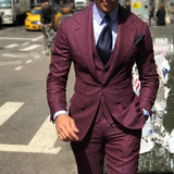 Gotmes Classy Wedding Tuxedos Suits Slim Fit Bridegroom For Men 3 Pieces Groomsmen Suit Male Cheap Formal Business  (Jacket+Vest+Pants
