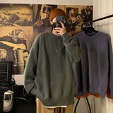 Gotmes Solid Color Men's Winter Sweater Oversize Harajuku Pullover O-Neck Warm Korean Style Male Sweater Men's Clothing