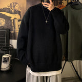 Gotmes Solid Color Men's Winter Sweater Oversize Harajuku Pullover O-Neck Warm Korean Style Male Sweater Men's Clothing