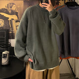 Gotmes Solid Color Men's Winter Sweater Oversize Harajuku Pullover O-Neck Warm Korean Style Male Sweater Men's Clothing