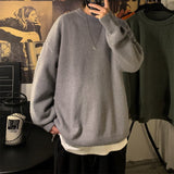 Gotmes Solid Color Men's Winter Sweater Oversize Harajuku Pullover O-Neck Warm Korean Style Male Sweater Men's Clothing