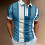 Men's Polo Golf Shirt Casual Quarter Zip Short Sleeve Fashion Casual Striped Zipper Summer Spring Regular Fit Black White Yellow Pink Royal Blue Blue Polo
