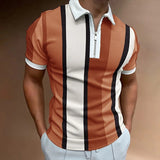 Men's Polo Golf Shirt Casual Quarter Zip Short Sleeve Fashion Casual Striped Zipper Summer Spring Regular Fit Black White Yellow Pink Royal Blue Blue Polo